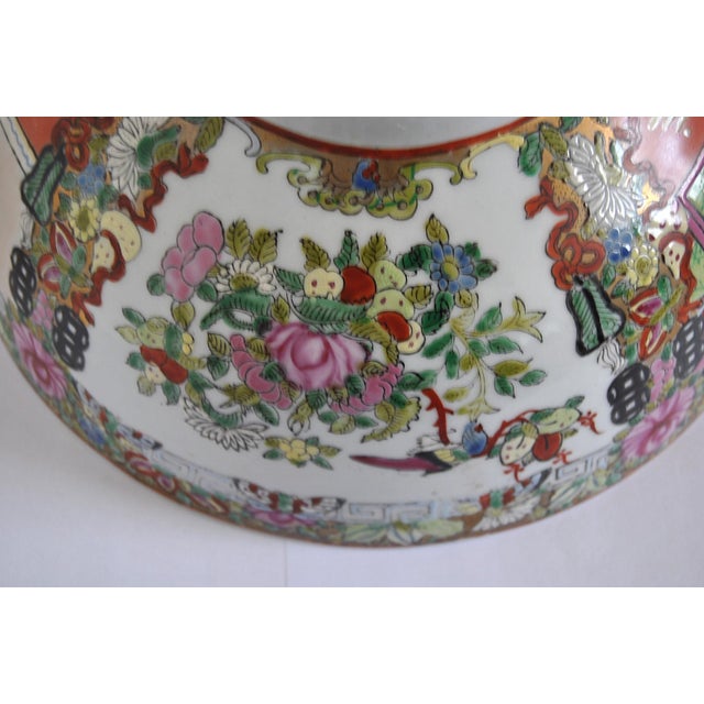 Ceramic Late 19th Century Cantonese Famille Rose Punch Bowl With Qianlong Reign Mark For Sale - Image 7 of 9