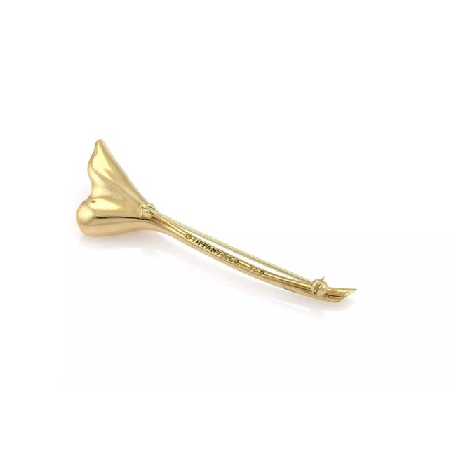 Contemporary Tiffany & Co. Diamond Ginkgo Lilly 18k Yellow Gold Floral Brooch Pin For Sale - Image 3 of 4