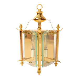 1980s American Lighting Fixture 2 Light Brass Cut Glass Wall Sconce Hallway Light