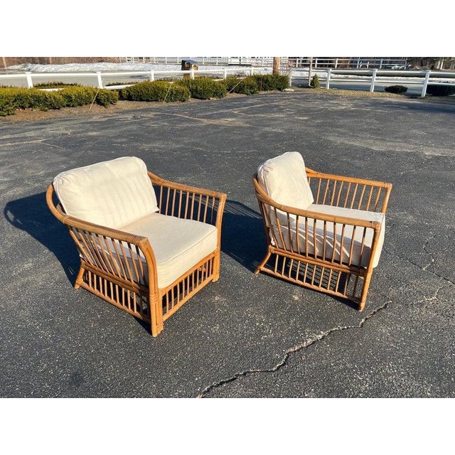 1970s Boho Chic Bamboo and Rattan Lounge Chairs in McGuire Style For Sale In New York - Image 6 of 18