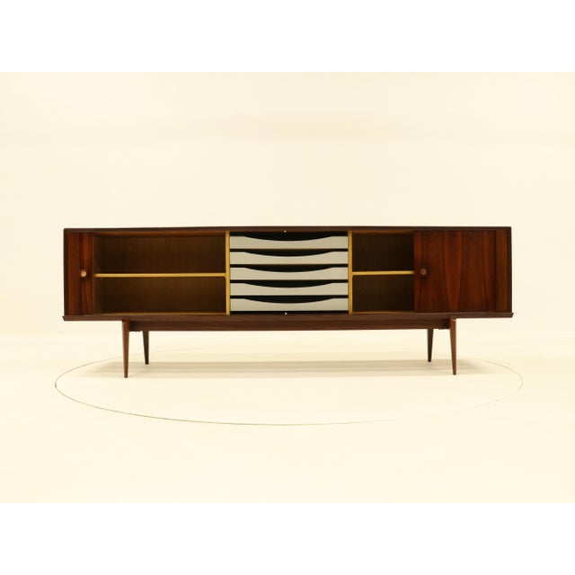 Wood Large Rosewood Sideboard with Tambour Doors by Oswald Vermaercke for V-Form, Belgium, 1960s For Sale - Image 7 of 18