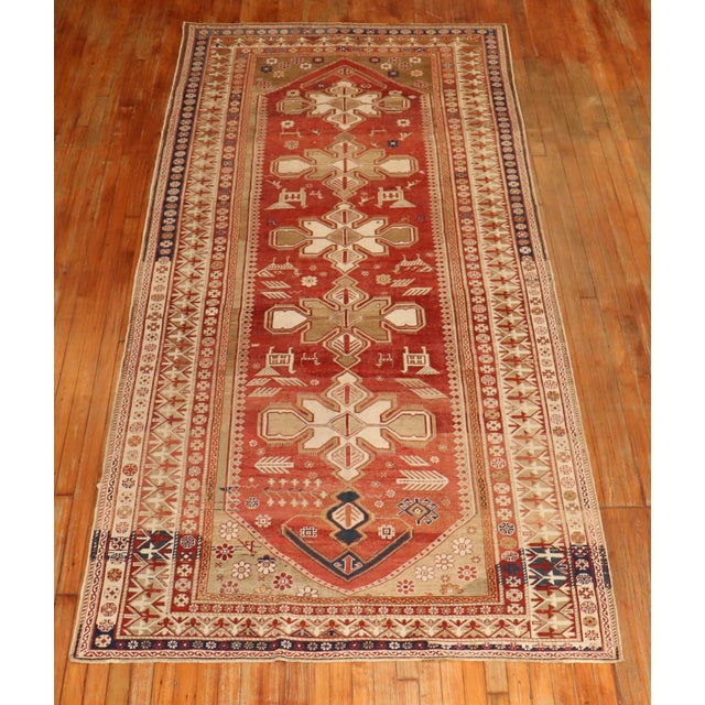 Textile Red Antique Caucasian Shirvan Rug - 4'11" x 10'9" For Sale - Image 7 of 18