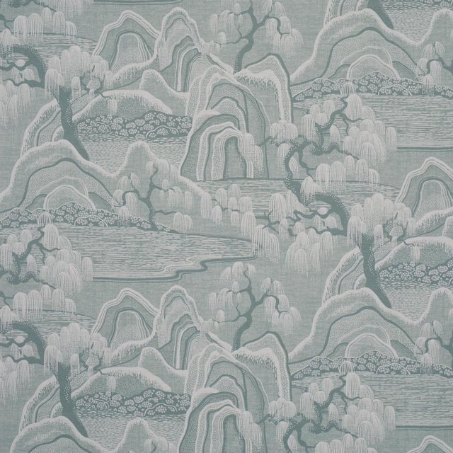 Sample - Boråstapeter Indigo Garden Fabric In Mineral For Sale