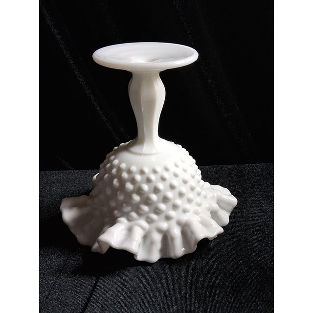 Vintage Fenton White Milk Glass Hobnail Compote With 11 Oversized Murano Style Hand-Blown Art Glass Candies – 12 Piece Set For Sale In Tampa - Image 6 of 8
