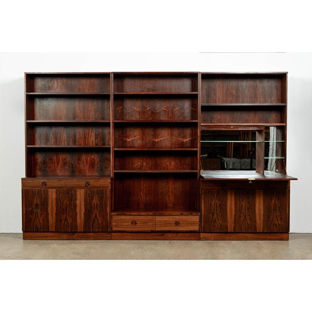 Mid-Century Modern Mid-Century Swedish Rosewood Bookcase Dropdown Wall Unit by Bertil Fridhagen for Bodafors, 1960s For Sale - Image 3 of 18