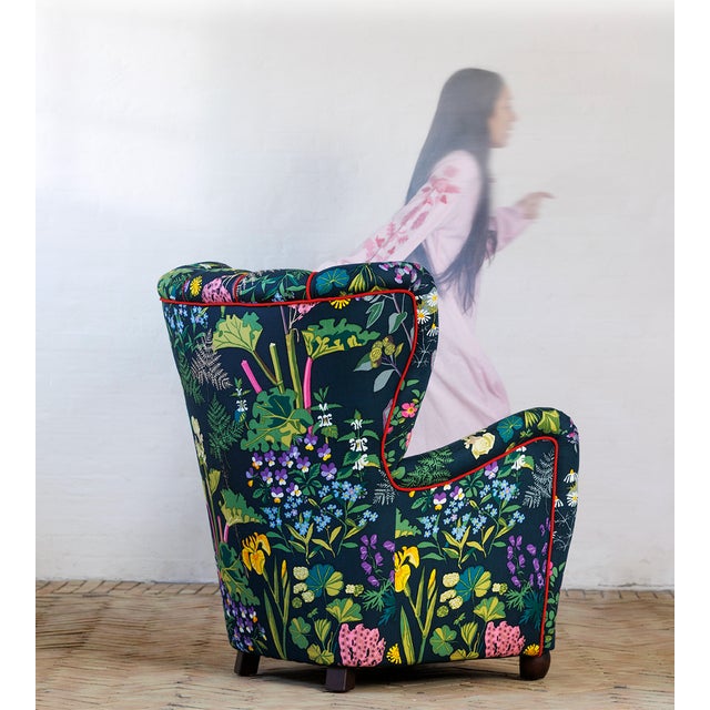 1940s No. 915 Chair in Printed Upholstery by Gocken Jobs, 1940s For Sale - Image 5 of 6