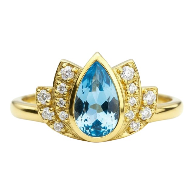 Lotus Gold Ring With Topaz Silver, Gold, Size 6 For Sale
