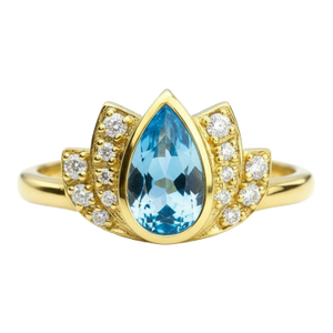 Lotus Gold Ring With Topaz Silver, Gold, Size 6