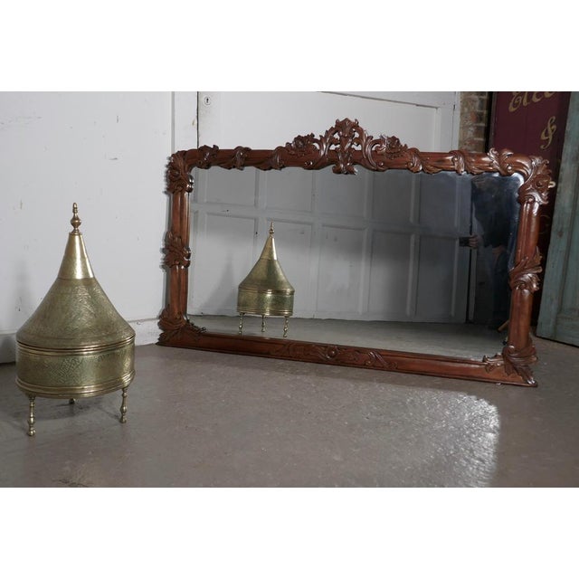 Large Carved Overmantle Mirror, 1980s For Sale - Image 3 of 7