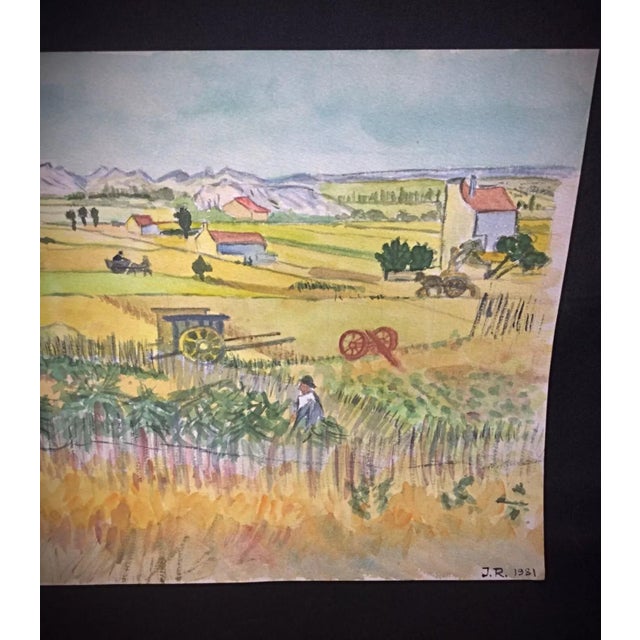 1981 Original Watercolor "Vast Fields" by J. René Rommel – Signed For Sale In New York - Image 6 of 9