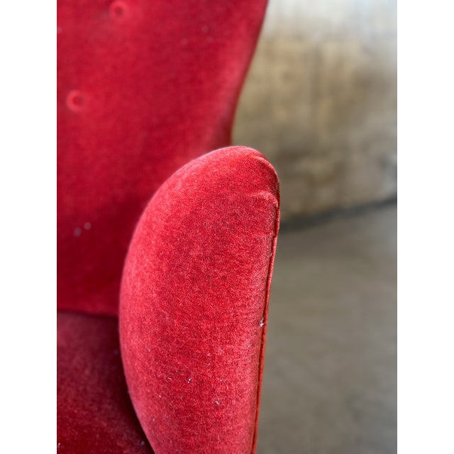 Textile Danish Cabinetmaker Wingback Chair in Mohair For Sale - Image 7 of 10