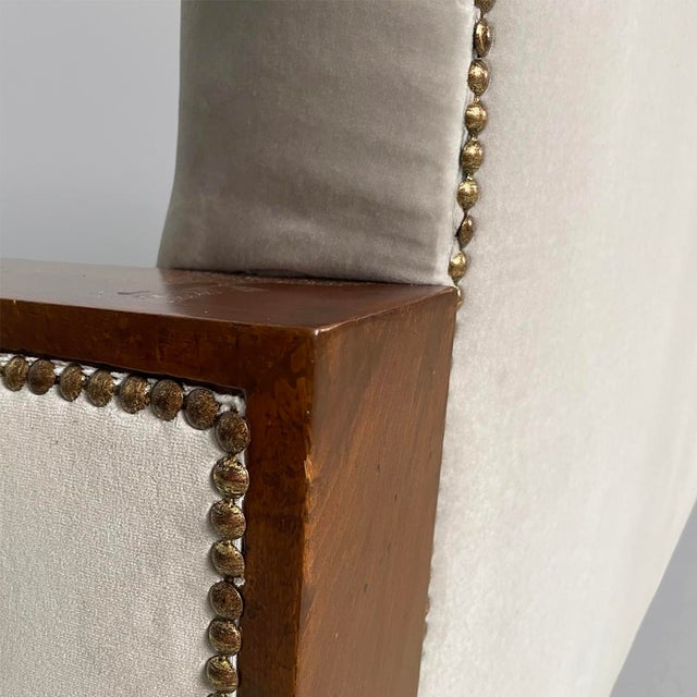 Italian Art Deco Sofa in Wood and Grey Velvet, 1930s For Sale - Image 9 of 13