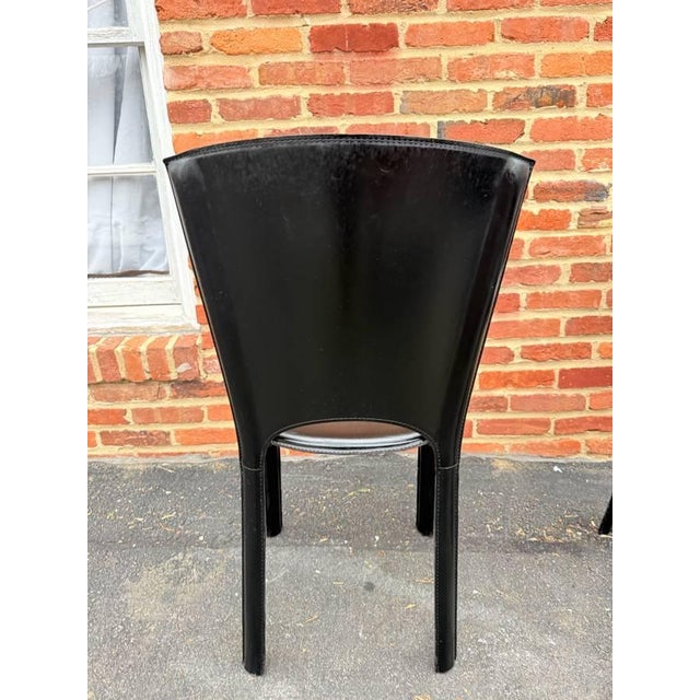 Late 20th Century Pair of Maurice Villency Black Leather Side Chairs For Sale In Washington DC - Image 6 of 17