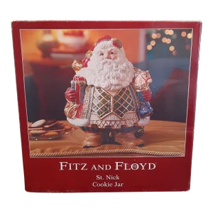 Retired Fitz & Floyd Santa Christmas Cookie Jar St Nick