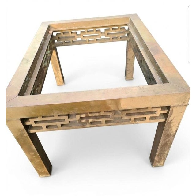 Asian 1960s Chinoiserie Brass and Marble Side or Coffee Table For Sale - Image 3 of 7