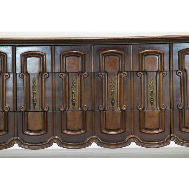 Mid Century Walnut Dresser of Nine Drawers For Sale - Image 4 of 9