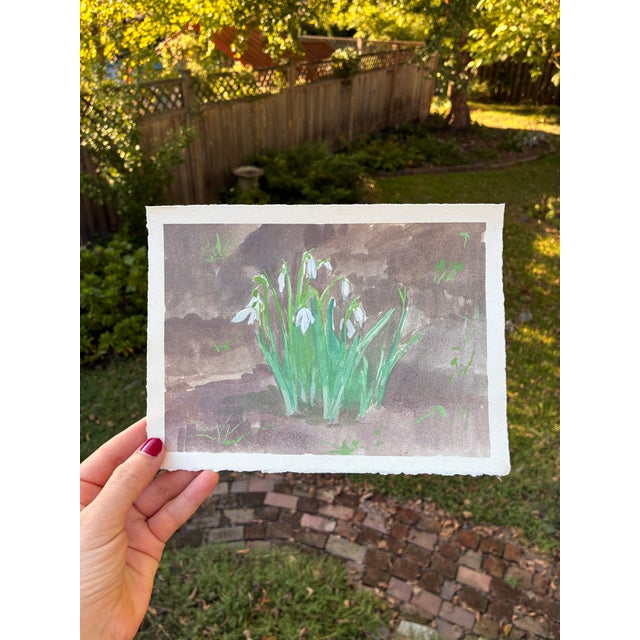 Abstract Original Snowdrops Painting by Michelle Farro For Sale - Image 3 of 4