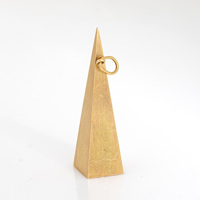 Modern Carimati Vintage 18k Gold Pendant Geometric Obelisk Italian Modernist 1970s For Sale - Image 3 of 5