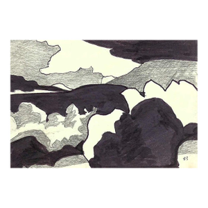 1983 Robert Angeloch Abstract Landscape Drawing