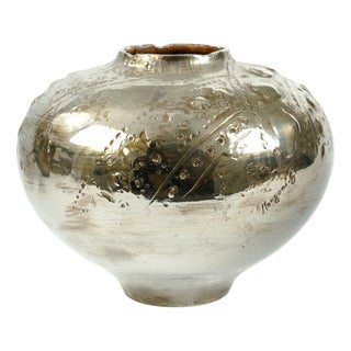 Platinum Luster Elia Vase by Deblona For Sale