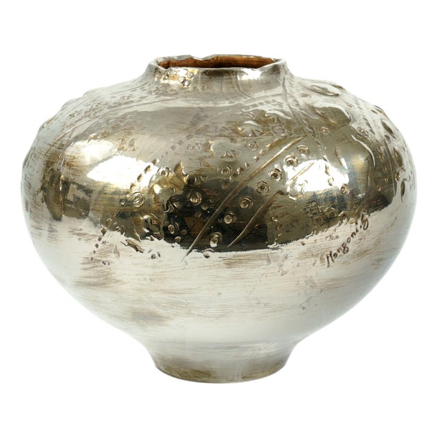 Platinum Luster Elia Vase by Deblona For Sale