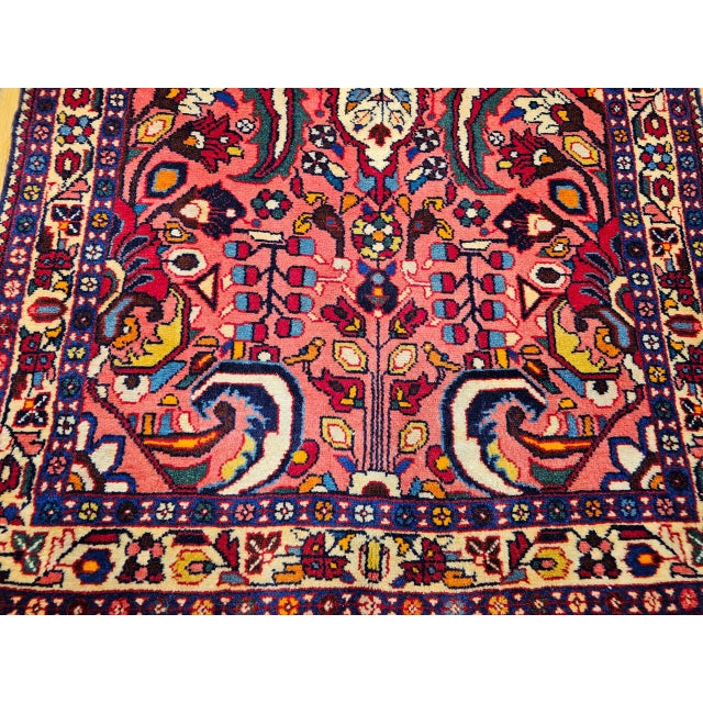 Vintage Persian Lilian Rug, Handknotted Wool, Geometric Pattern, Red & Ivory, 3x7 For Sale - Image 16 of 18