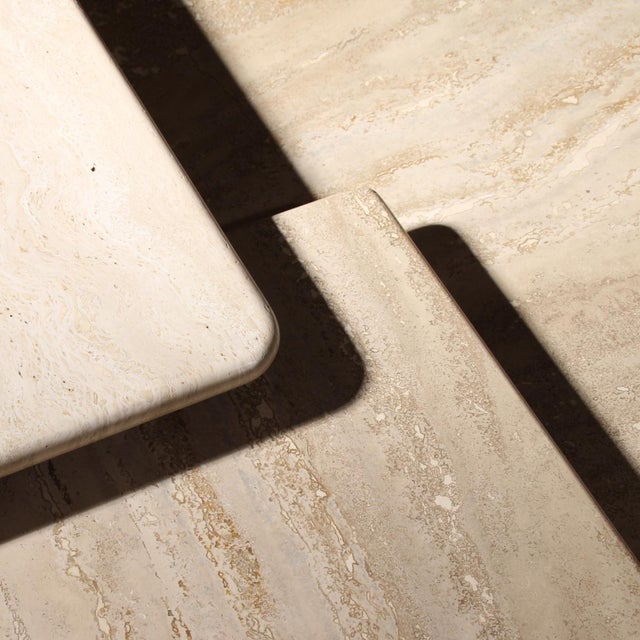 Beige Nesting Table in Travertine, 1970s, Set of 3 For Sale - Image 8 of 15