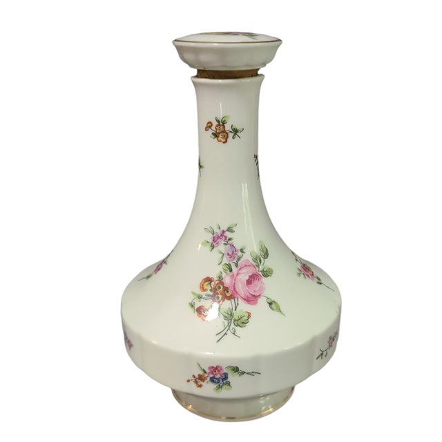 Vintage Limoges France Haviland Chantilly Hand Painted Porcelain Floral Decanter For Sale - Image 9 of 9
