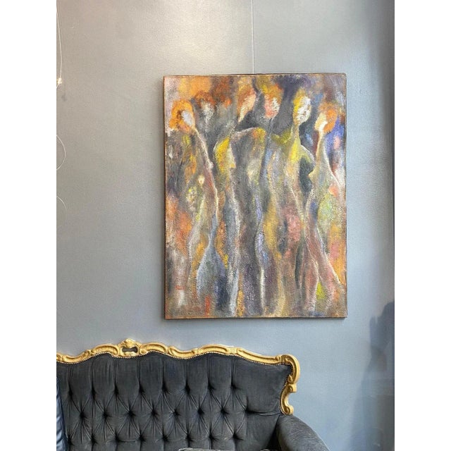 Oil on canvas with plaster and cement This piece is attributed to the mentioned designer/maker. It has no attribution mark...