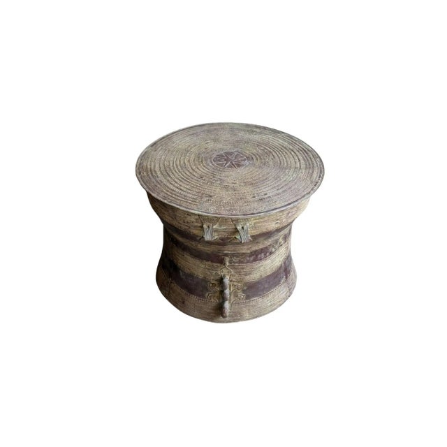Monumental Cast Bronze Rain Drum Side Table Sculptural Patinated Finish For Sale - Image 4 of 10
