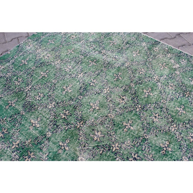Forest Green Vintage Turkish Anatolian Area Rug - 80.5"x100" For Sale - Image 8 of 13