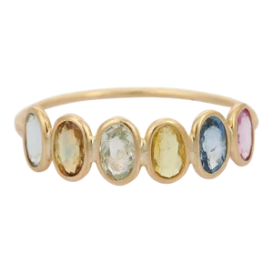 Colorful Multi Sapphire Gemstone Half Eternity Band Size 7