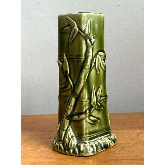 Vintage Bamboo Motif Ceramic Vase For Sale - Image 9 of 12