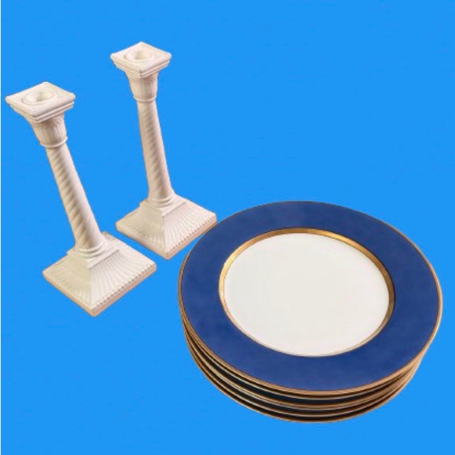 Vintage Fitz and Floyd White Porcelain Candlesticks - A Pair For Sale In Miami - Image 6 of 10