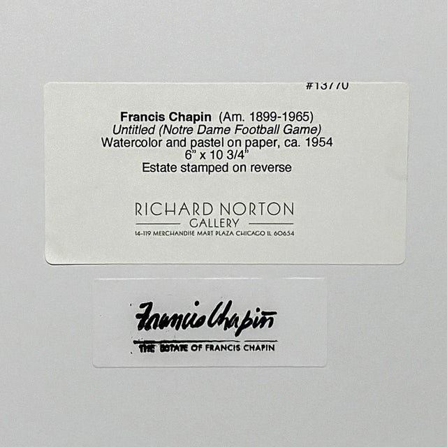 Mid-Century Modern 1950s Watercolor of a Notre Dame Football Game by Francis Chapin For Sale - Image 3 of 4