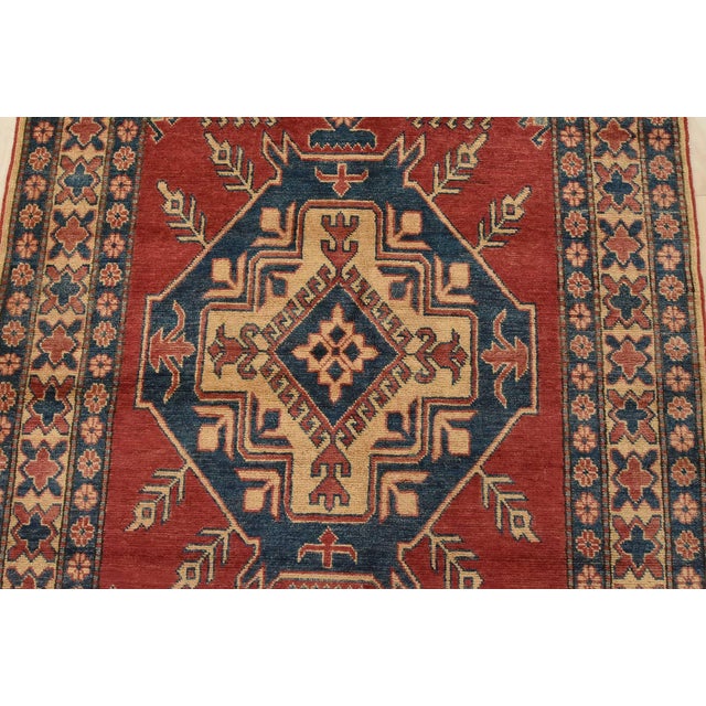 2020s Kazak Rug 4’1” X 6’4” Red Wool Tribal Hand-Knotted Oriental Carpet For Sale - Image 5 of 12