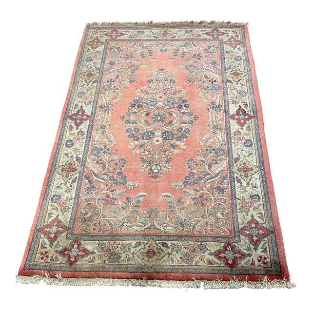 1990s Old Persian Sarough Area Rug 4'3" X 6'8" For Sale