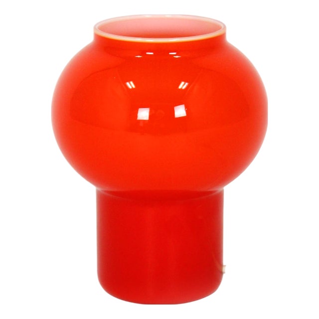 Vintage Red Glass Table Lamp attributed to Štěpán Tabery, Former Czechoslovakia, 1970s For Sale