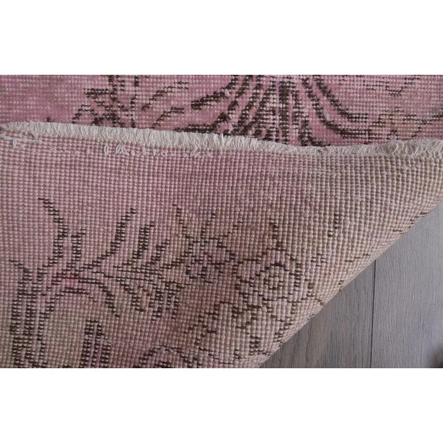 Textile Turkish Pink Pastel Hand Knotted Over Dyed Rug For Sale - Image 7 of 9