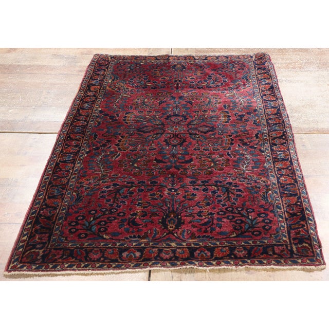 Wine Antique Persian Sarouk Rug - 02'07 X 04'10 For Sale - Image 8 of 9