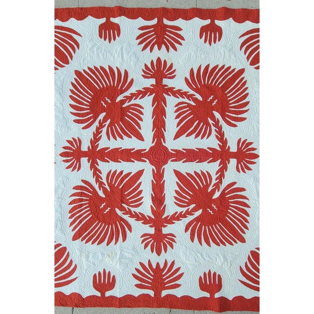 Late 20th Century Signed & Dated Hawaiian Quilt For Sale - Image 5 of 9