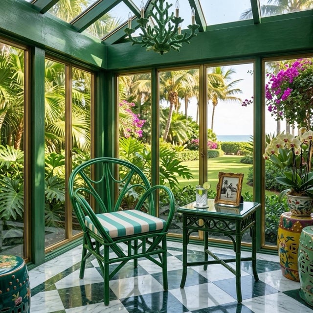 Vintage Moroccan Style Bentwood Armchair in Garden Green For Sale In West Palm - Image 6 of 10