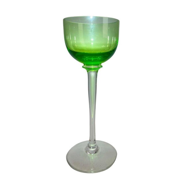 Boho Chic Art Deco Vaseline Glasses, 1955, Set of 6 For Sale - Image 3 of 15