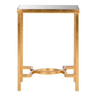 Hunt Mirror Top End Table in Antique Gold For Sale