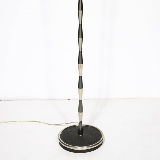 1960s Pair of MidCentury Geometric Polished Nickel & Gunmetal Floor Lamps by Gio Ponti For Sale - Image 10 of 15