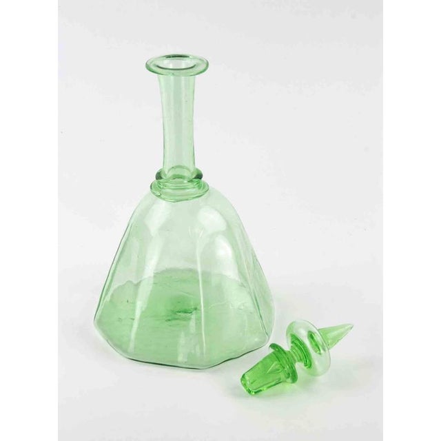 Vintage Green Glass Decanter, 1930s For Sale - Image 3 of 5
