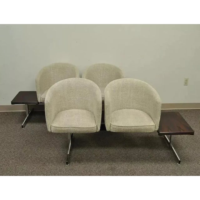 Mid Century Danish Modern Club Chair Sectional Sofa Set With Rosewood End Tables For Sale - Image 10 of 12