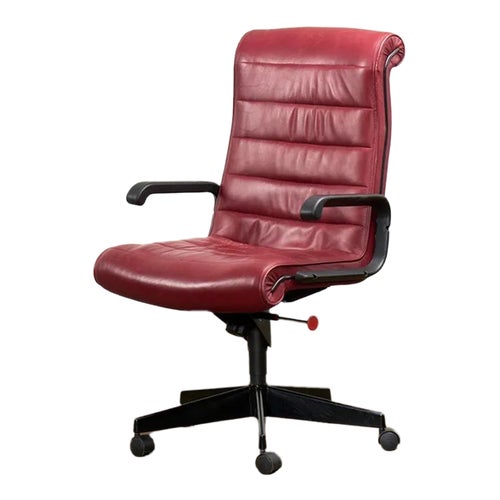 Red Leather Desk Chair by Richard Sapper for Knoll Inc/Knoll Intl