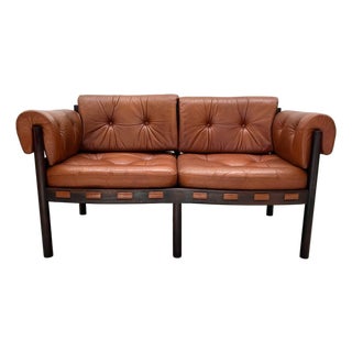 1960s Mid Century Sofa Danish Leather Couch by Sven Ellekaer Denmark For Sale