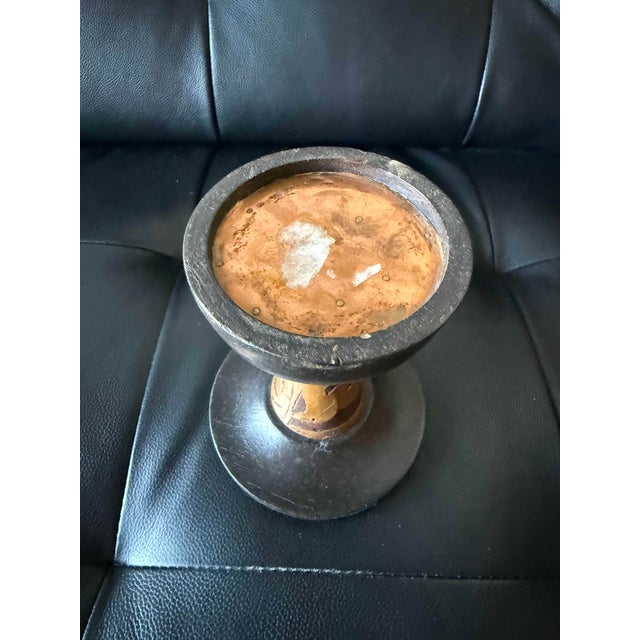 Contemporary Handcrafted Candlestick With Copper Accents For Sale - Image 3 of 3